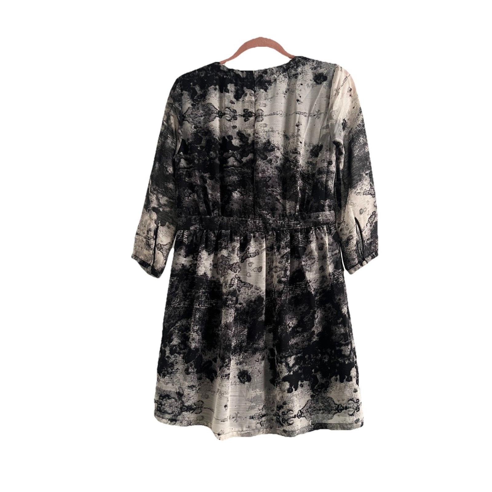 Brooklyn Industries Abstract Jacket Kimono Dress Black And White Chiffon Size M — image 5 of 6